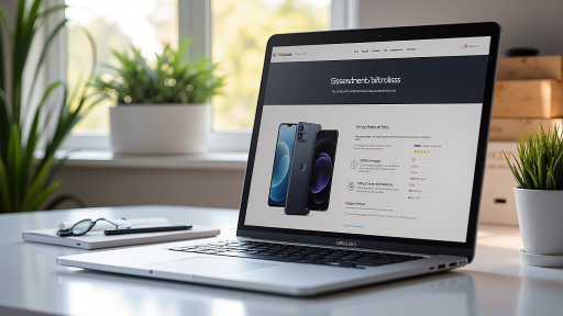 电商网站界面截图，包含商品列表和购物车功能，现代化设计风格，浅色背景